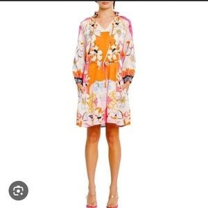 Ciebon Drea Floral Print Bohemian Keyhole Neckline Long Balloon Sleeve Mini